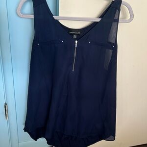 Fortune & Ivy stitchFix Navy Sleeveless Top with Zipper Detail size XXL
